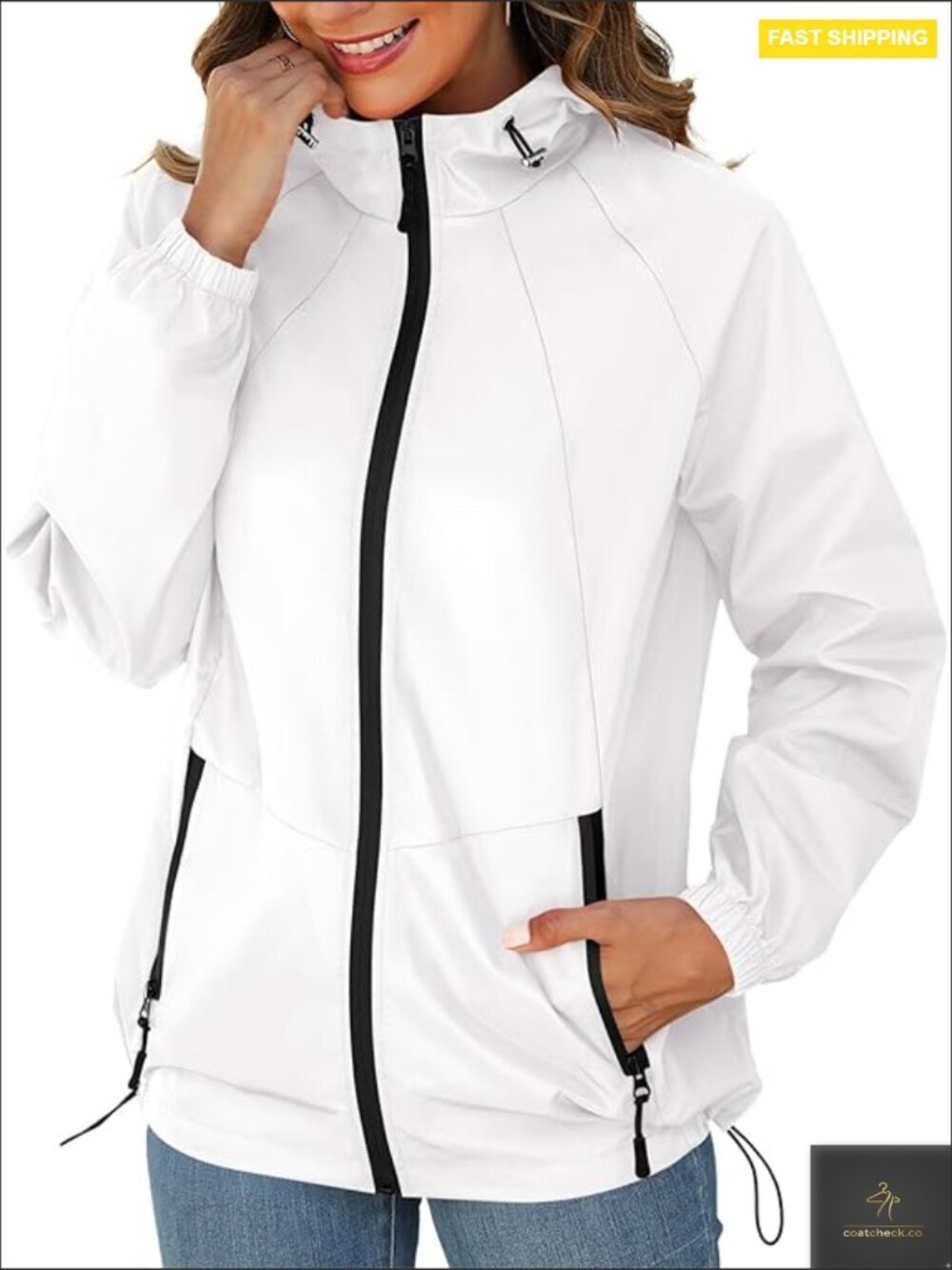 Lightweight Waterproof Raincoat Packable Windbreaker Hooded Jacket Modern Style